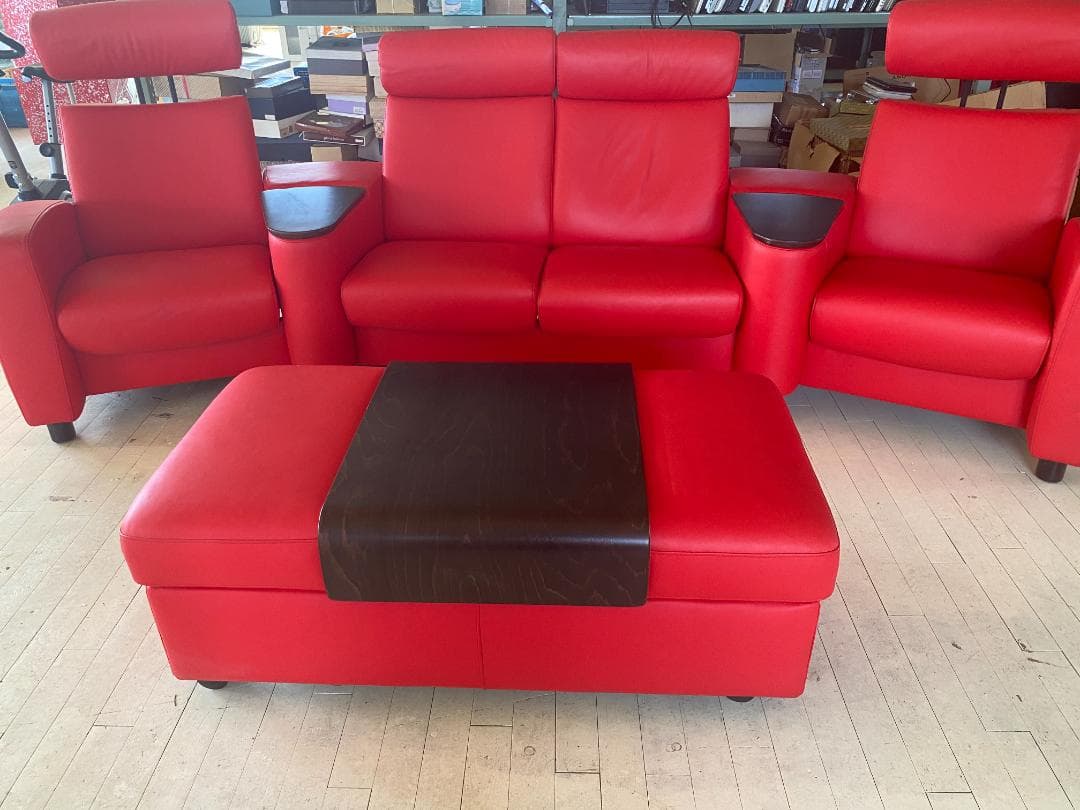 EKORNES Stressless カウチソファセット レッド最高級 o047