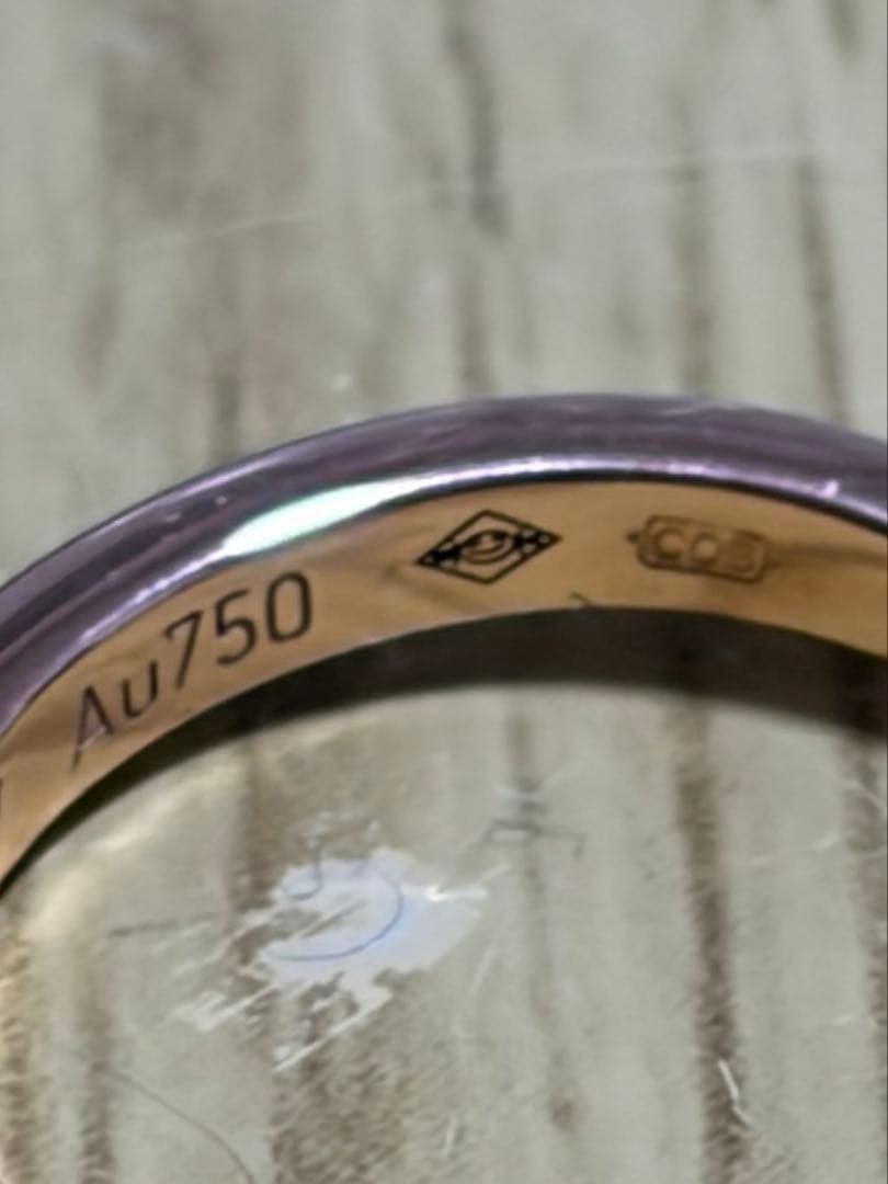 バレリーナ ウェディングリング　幅2MM、ダイヤモンド3石　44