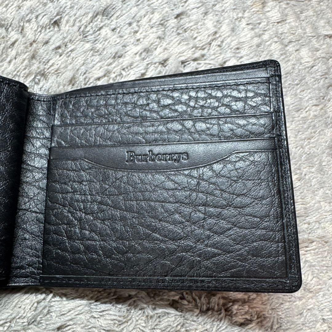 【未使用】BURBERRY バーバリー 二つ折り財布 レザー ブラック