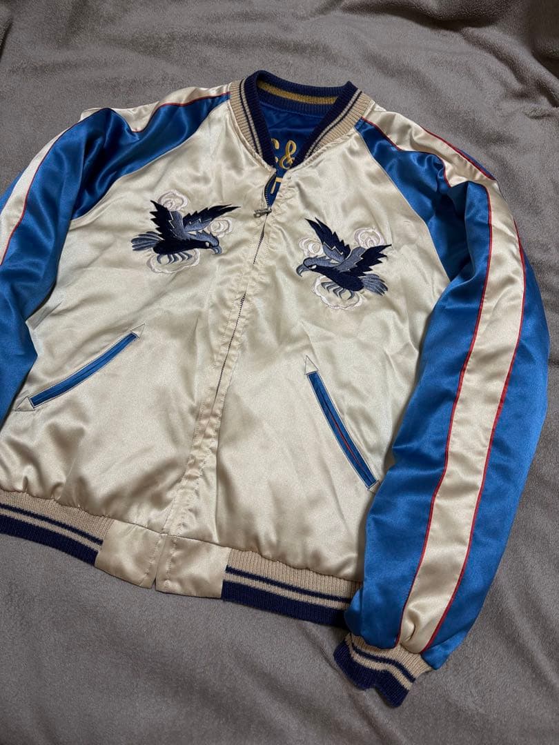 ２面用 テーラー東洋 虎 鷹 日本限定 スカジャン サテン vintage