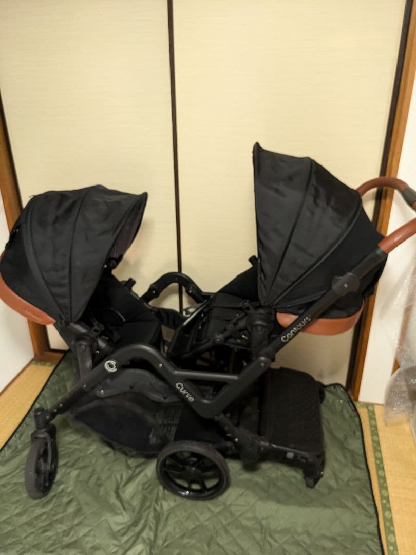 Kolcraft コンターズカーブ ダブルストローラー ジェット 黒 2人乗り