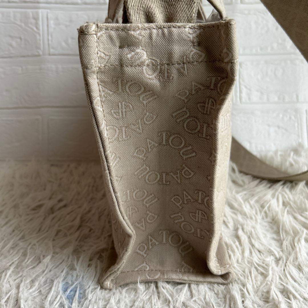 【極美品】PATOU パトゥ キャンバス 総柄 スモール トートバッグ ベージュ