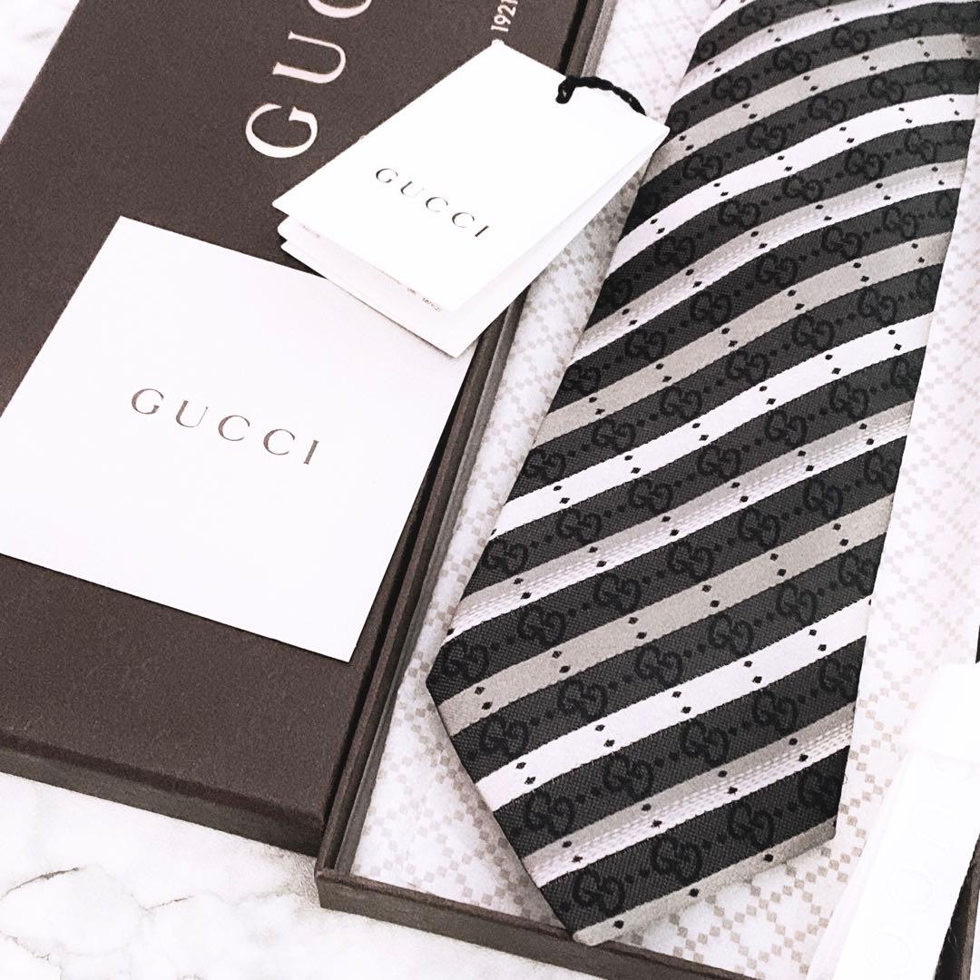 ✨未使用タグ付✨GUCCI GG柄　ドットストライプ　ネクタイ
