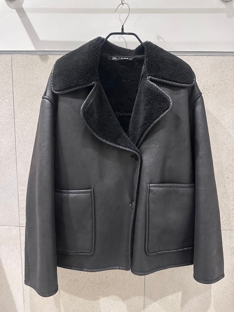 【美品】ZARA ZWダブルフェイスジャケット サイズS 黒