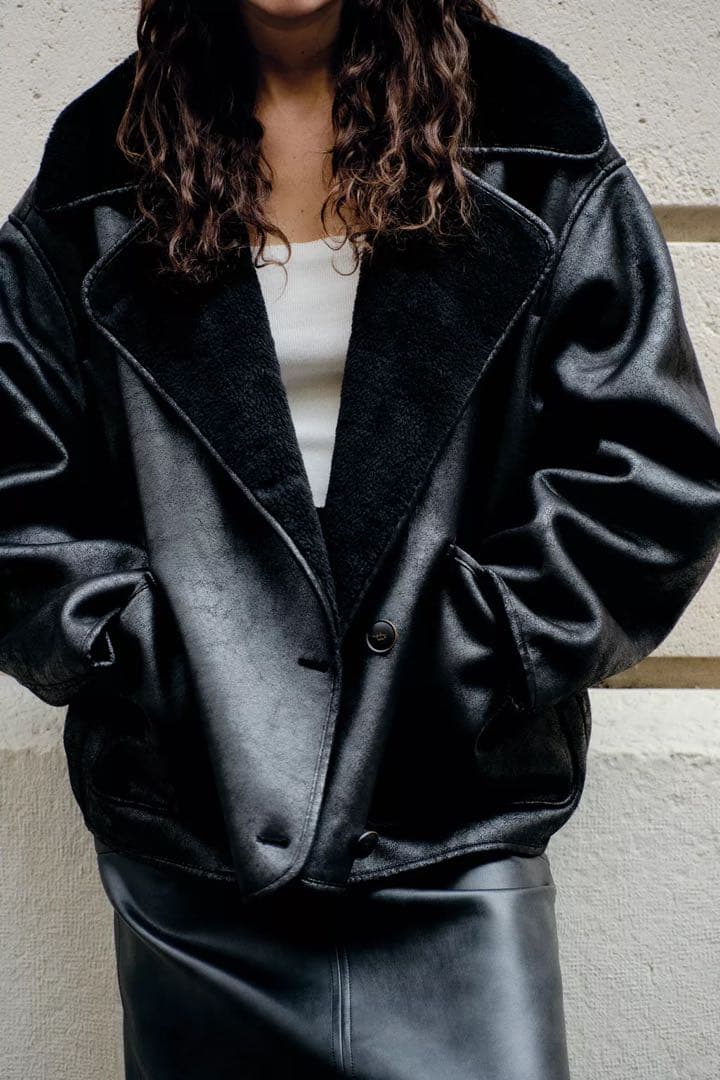 【美品】ZARA ZWダブルフェイスジャケット サイズS 黒