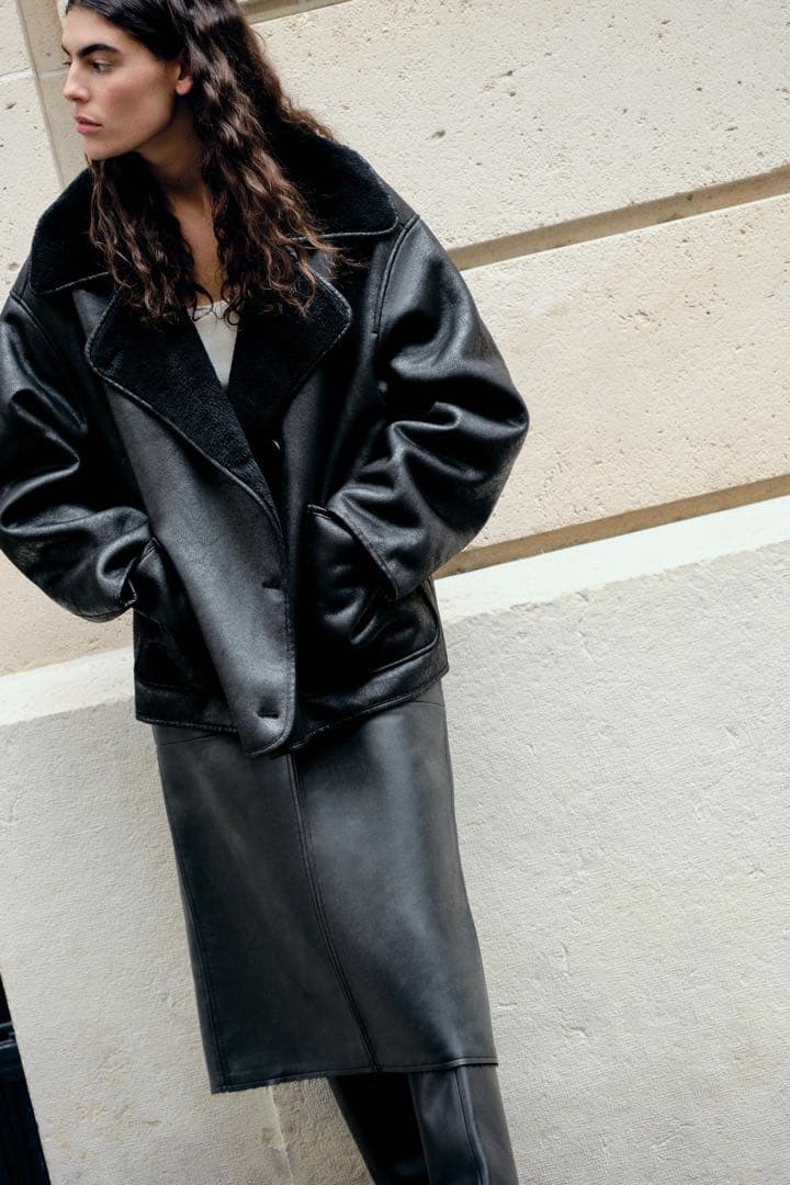 【美品】ZARA ZWダブルフェイスジャケット サイズS 黒