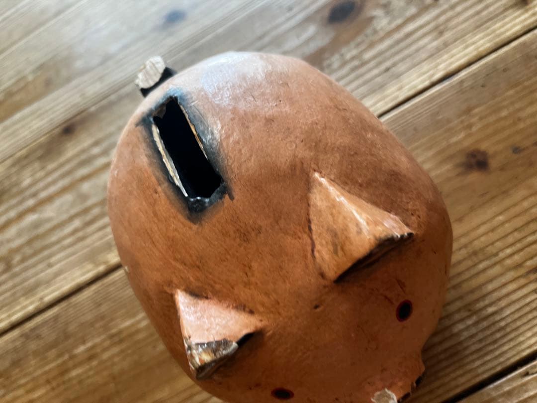 陶器製 豚の顔 貯金箱