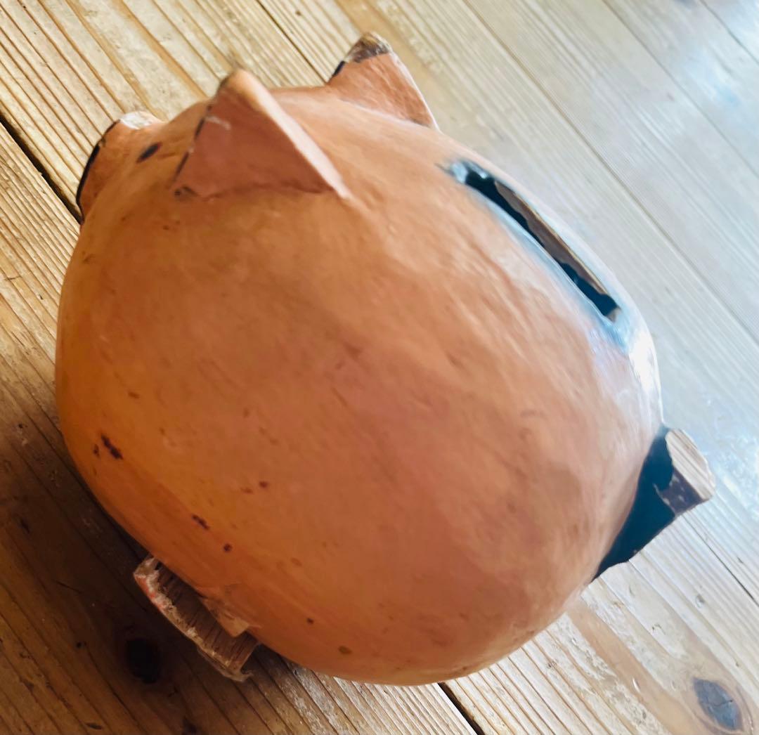 陶器製 豚の顔 貯金箱