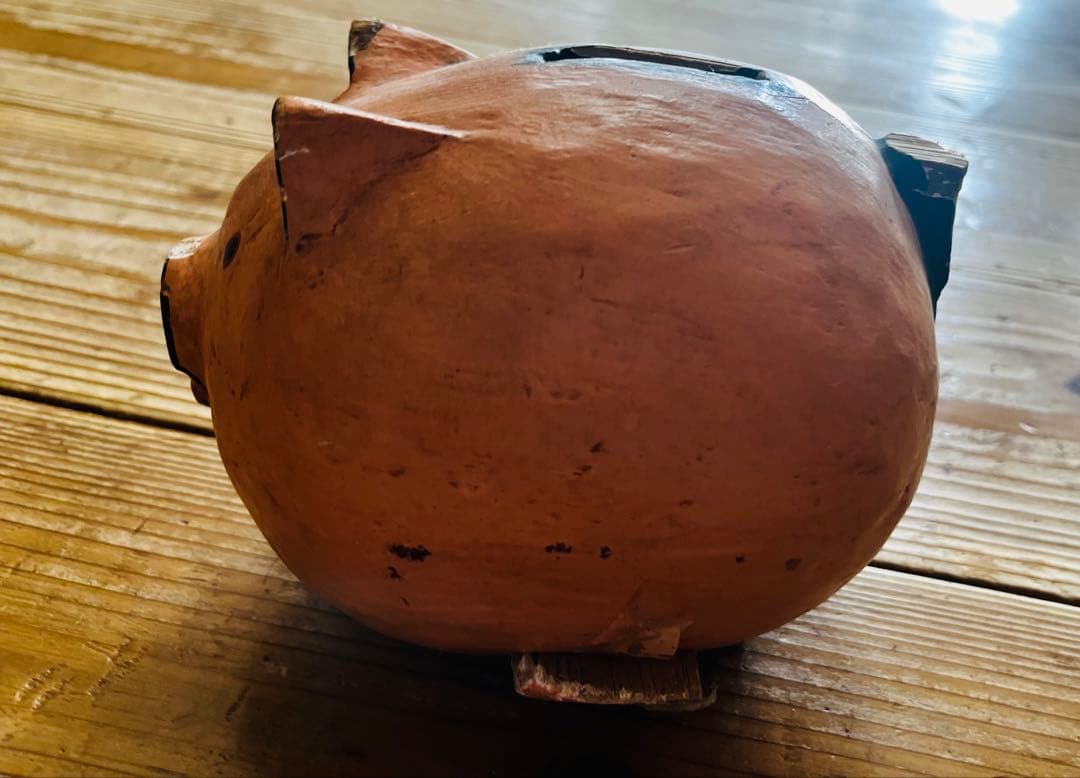 陶器製 豚の顔 貯金箱