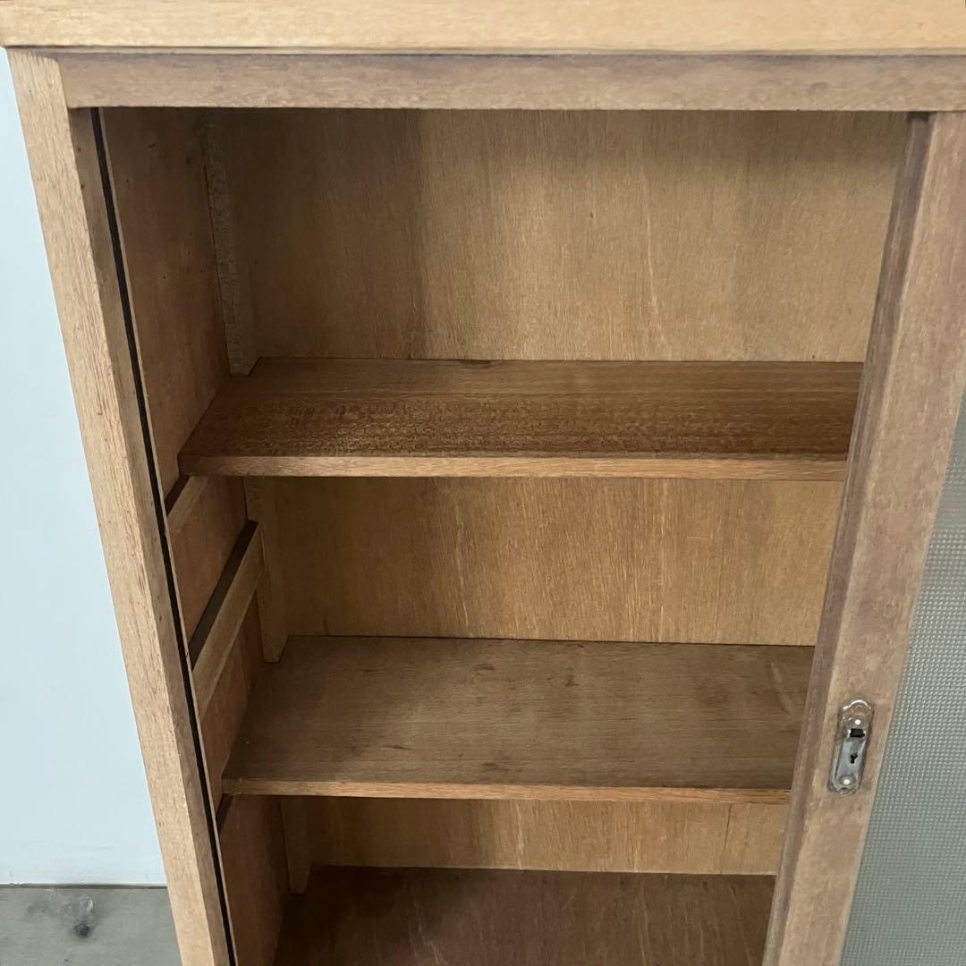 レトロ　アンティーク　古家具　古道具　剥離家具　ストリップド　ガラス棚　シェルフ