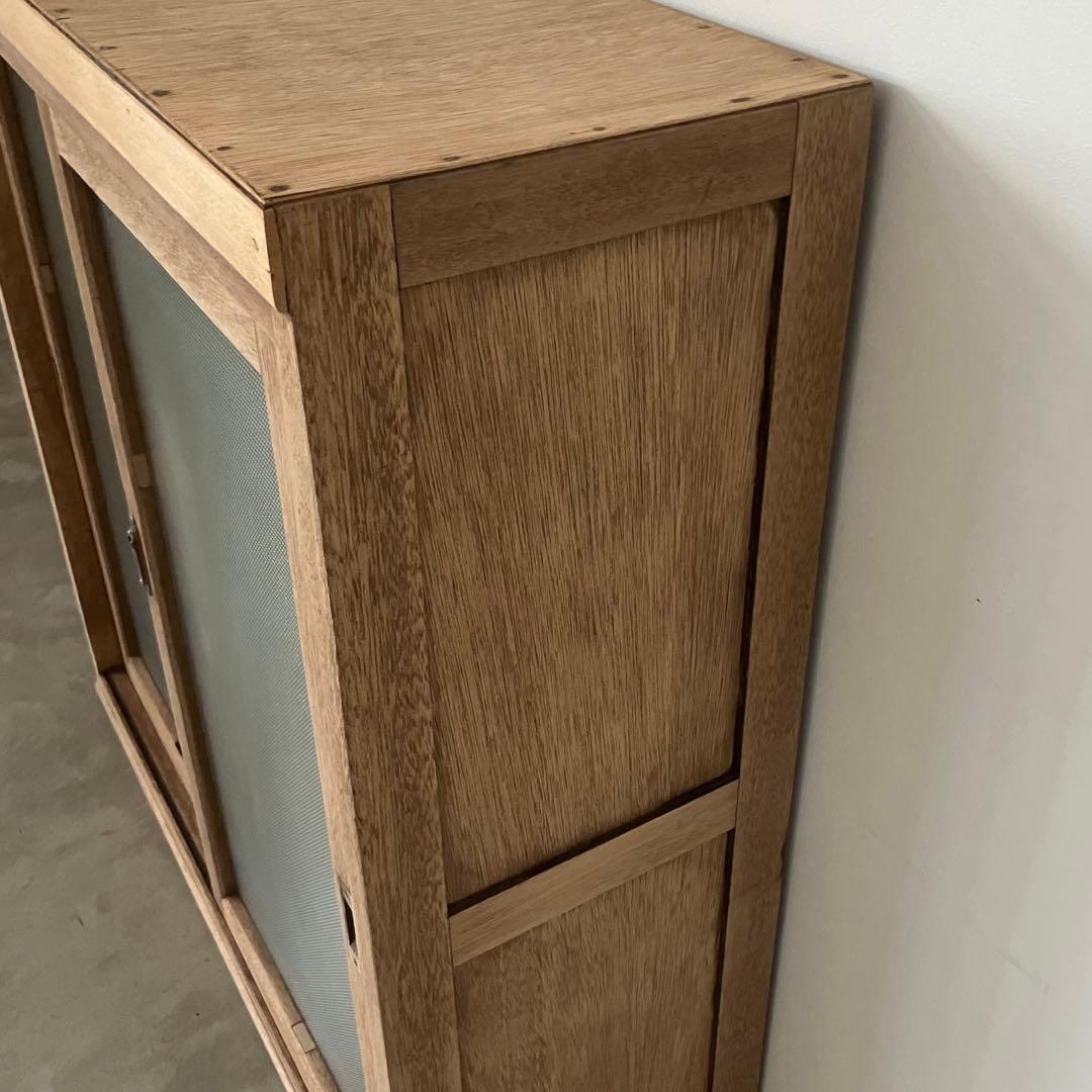 レトロ　アンティーク　古家具　古道具　剥離家具　ストリップド　ガラス棚　シェルフ