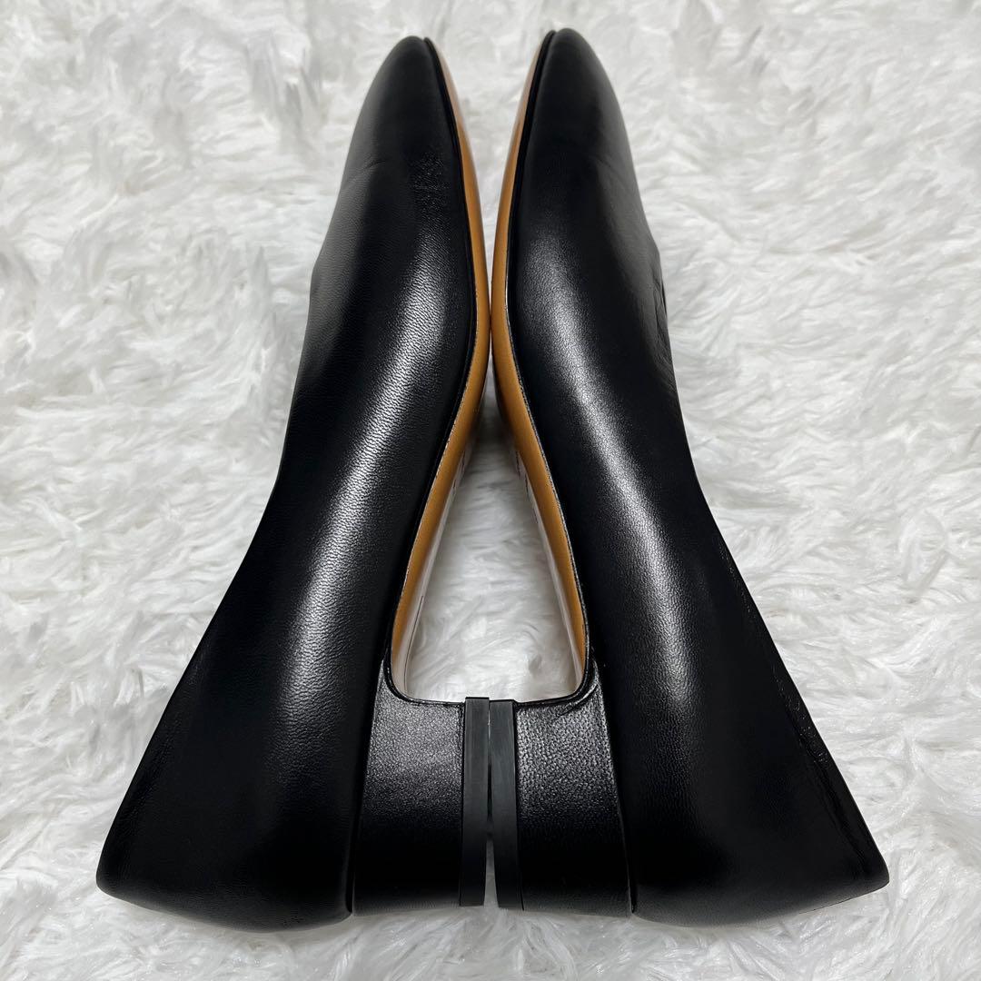 美品 ファビオルスコーニ スクエア Vカット パンプス 黒 ビジネス フォーマル