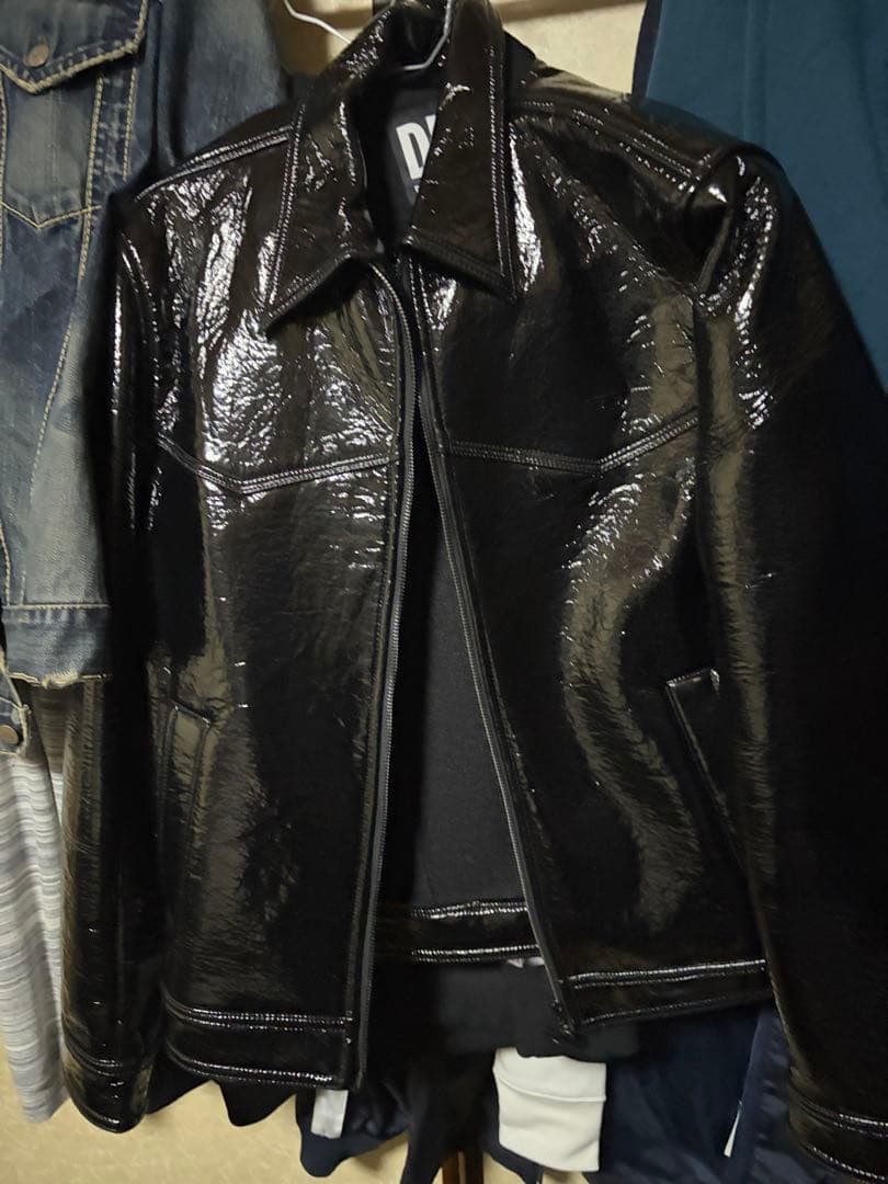 DIESEL 黒 エナメルシングルライダース