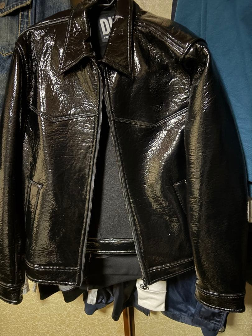 DIESEL 黒 エナメルシングルライダース