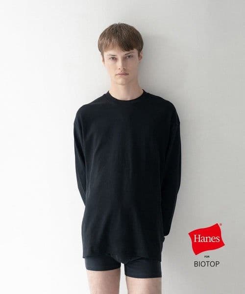 【新品/L】Hanes for BIOTOP 長袖 ロンT サムホール ブラック