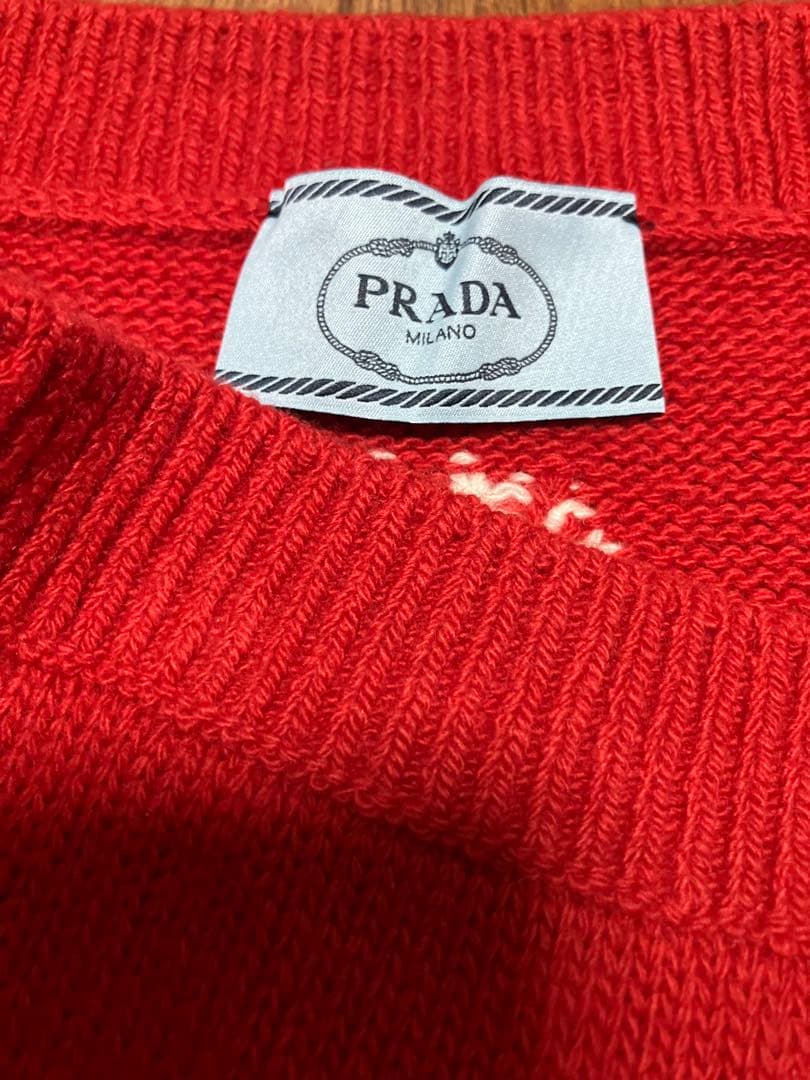 PRADA プラダ 16ss ラビット柄 カシミヤ混ニットスカート　レッド　XL