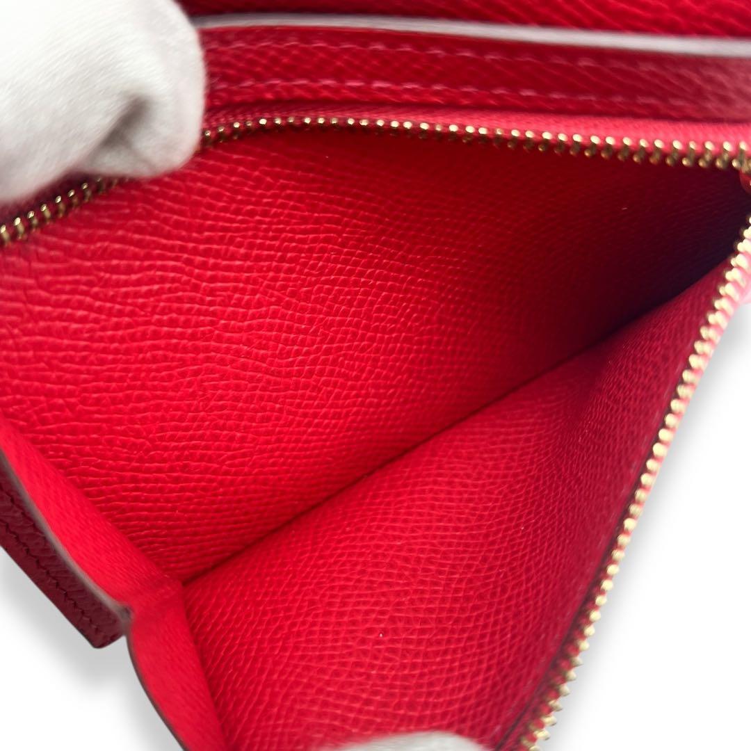 【美品】エルメス　ベアンコンパクト　ヴォーエプソン　コンパクト財布　赤　873