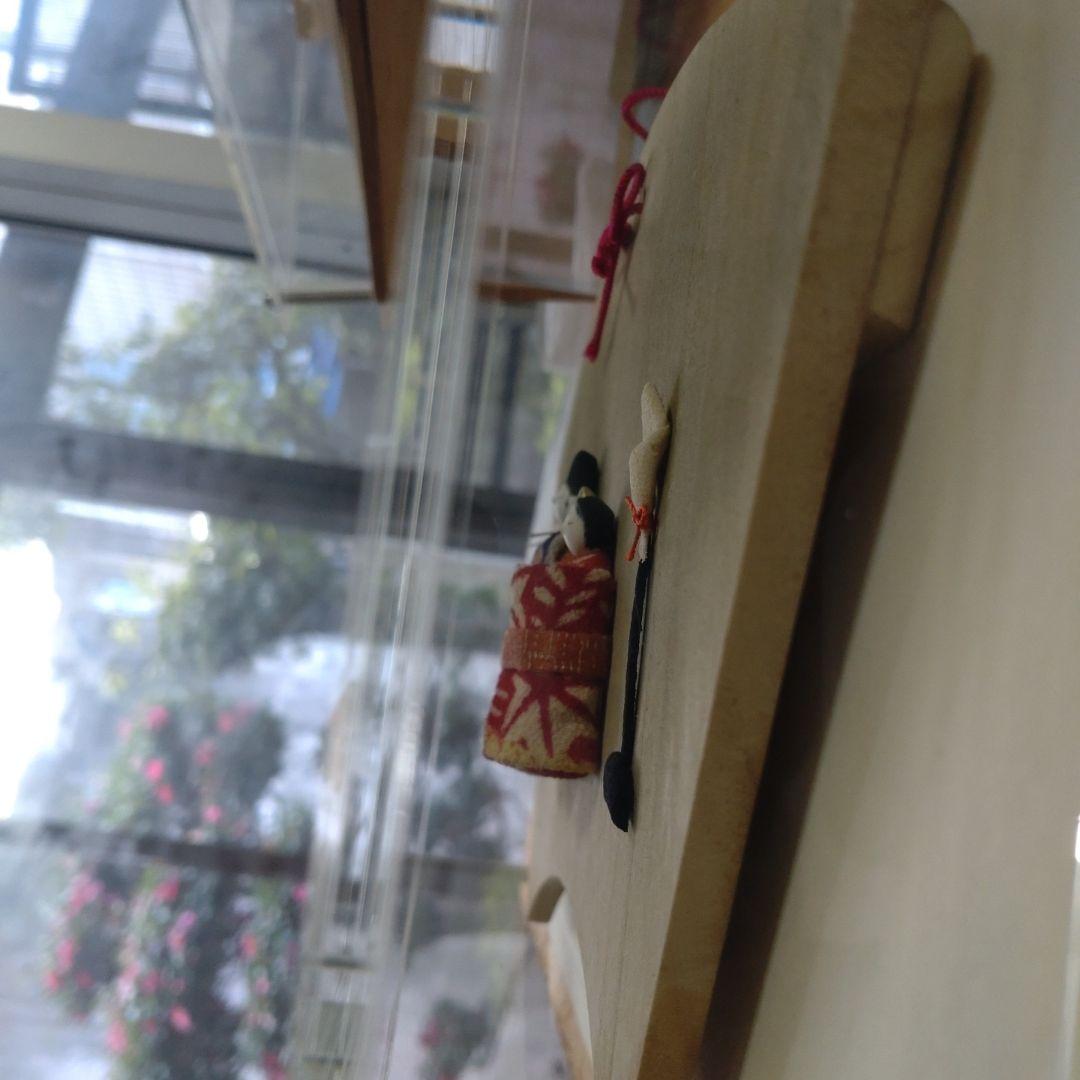 桐塑 雛人形 扇形木製台付きアクリル ケース入り