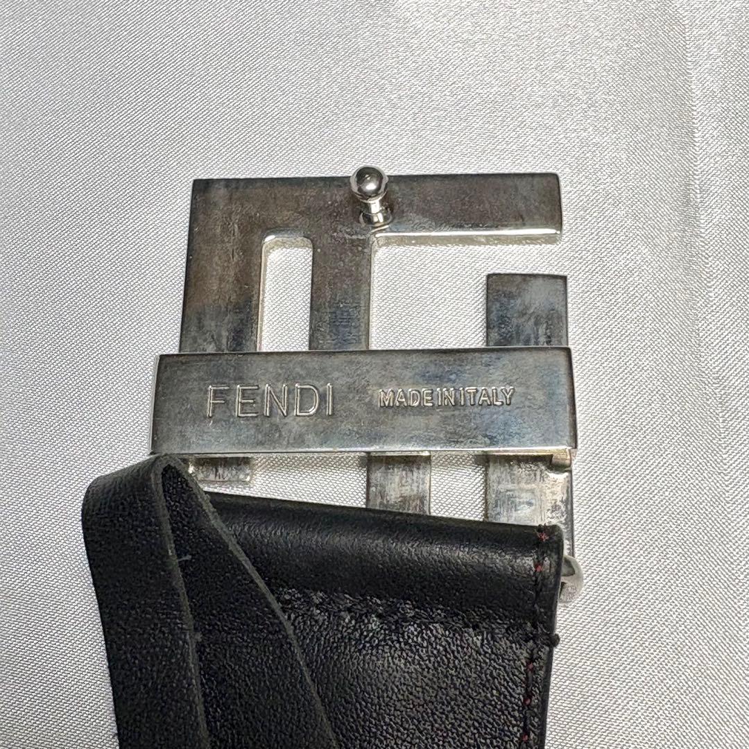 激レア【FENDI】ベルト バックルロゴ ズッカ ブラック レッド レザー