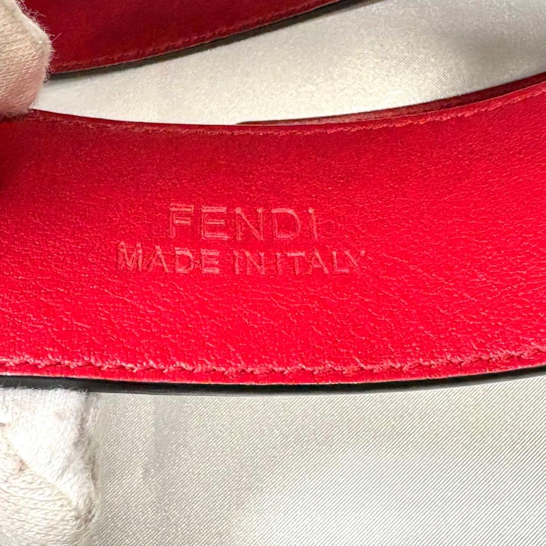 激レア【FENDI】ベルト バックルロゴ ズッカ ブラック レッド レザー