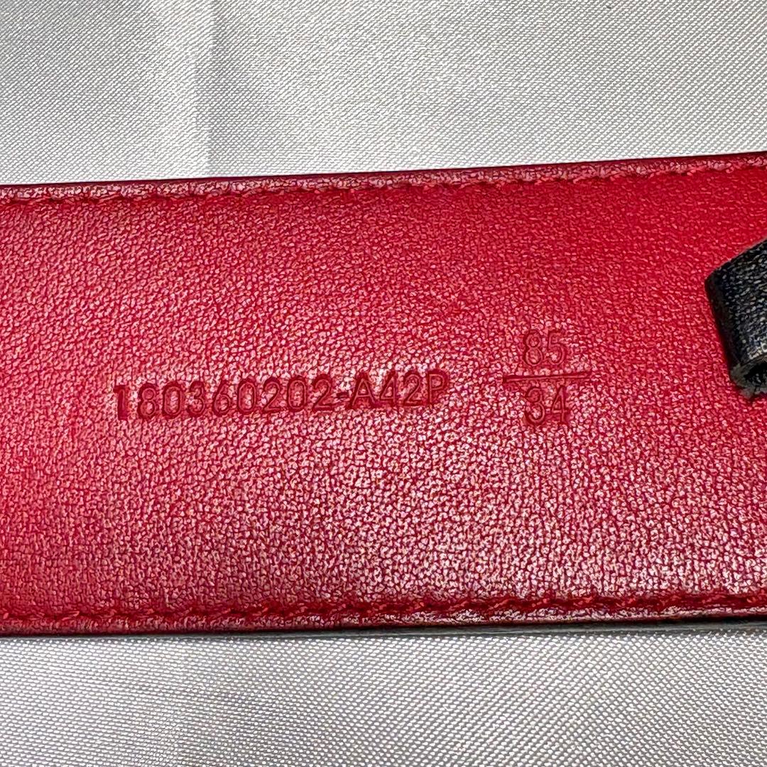 激レア【FENDI】ベルト バックルロゴ ズッカ ブラック レッド レザー
