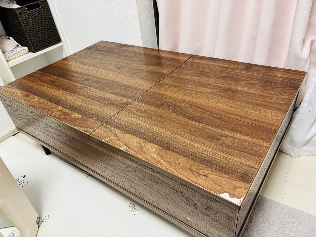 ニトリ　センターテーブル（リフティ100）リフトアップ昇降式収納付き