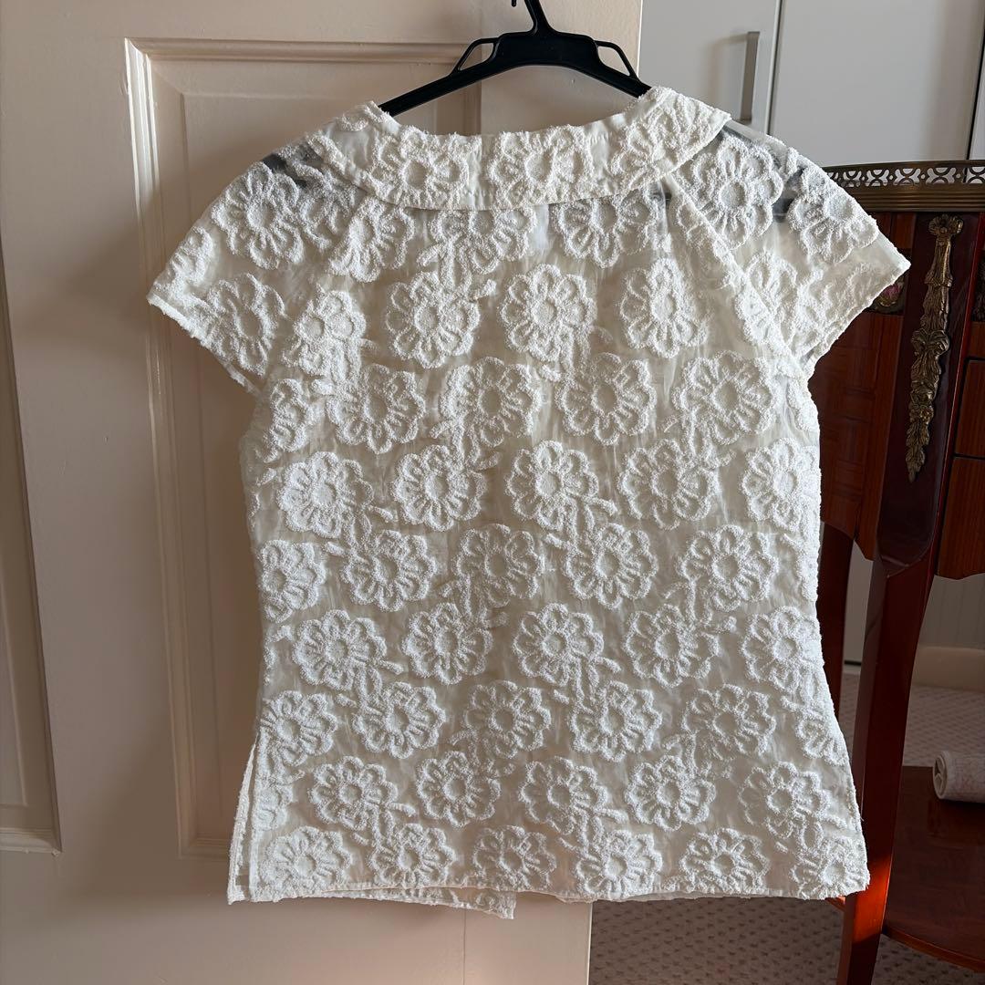 CHANEL 花柄刺繍 半袖シャツ34