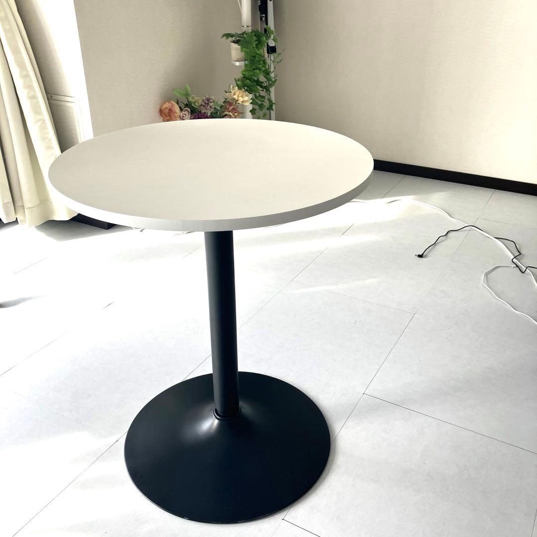 美品　カフェテーブル ホワイト 円形60