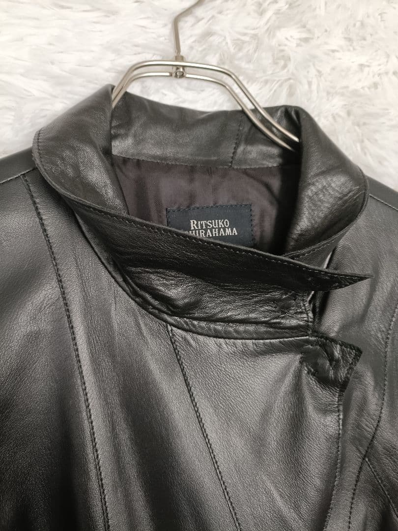 美品★ RITSUKO SHIRAHAMA レザーコート 羊革 ラムレザー 黒