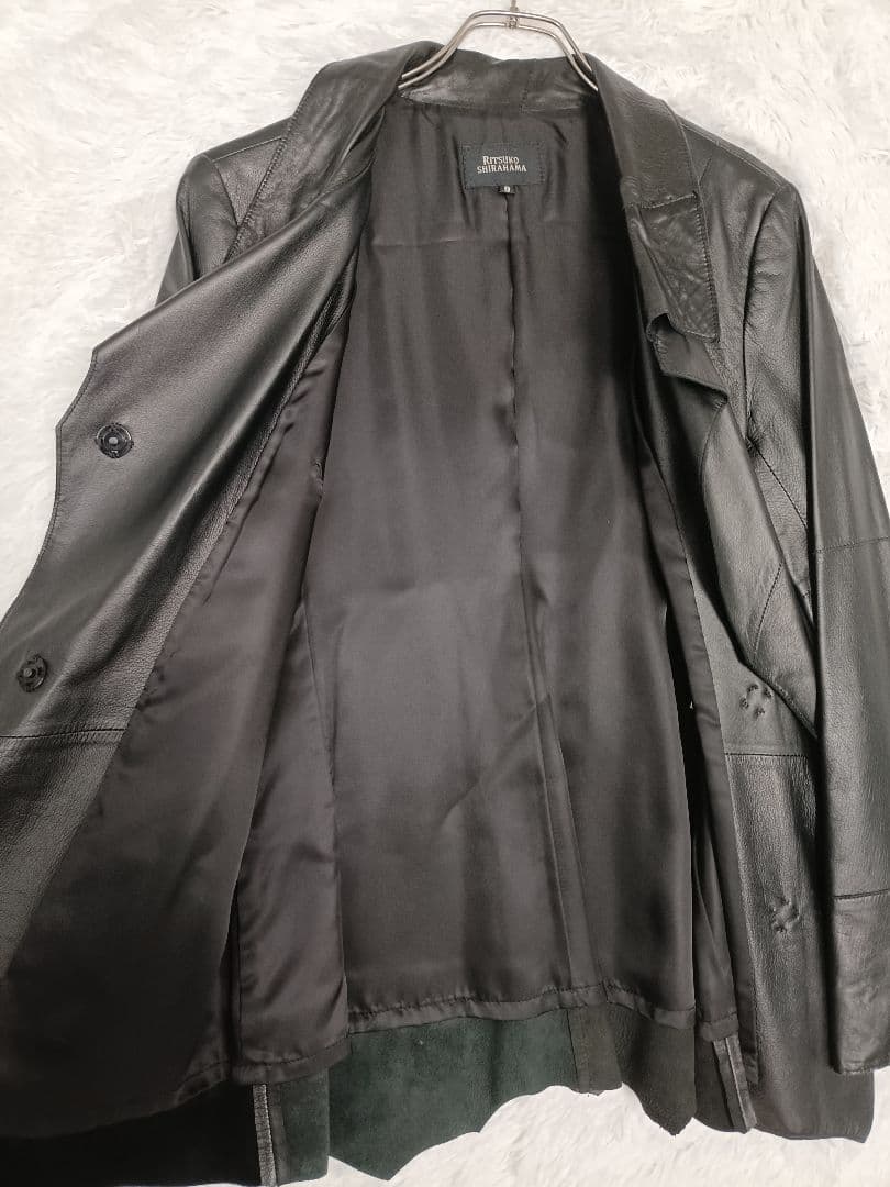 美品★ RITSUKO SHIRAHAMA レザーコート 羊革 ラムレザー 黒