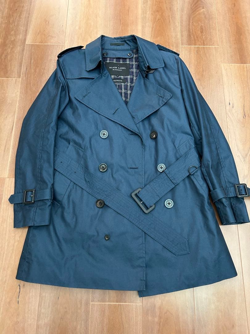 【美品】Burberryブラックレーベル トレンチコート 青