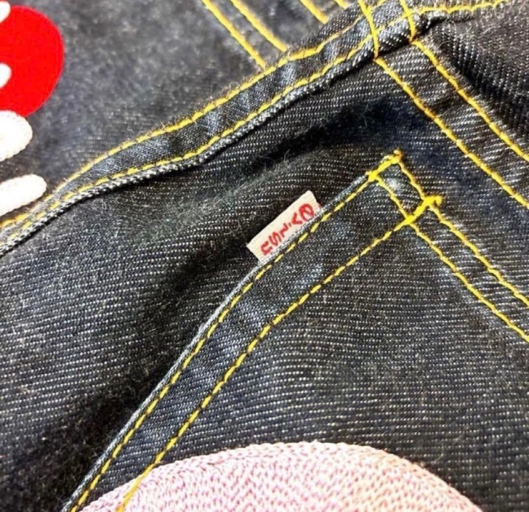 Evisu ダークデニムパンツ ハート刺繍