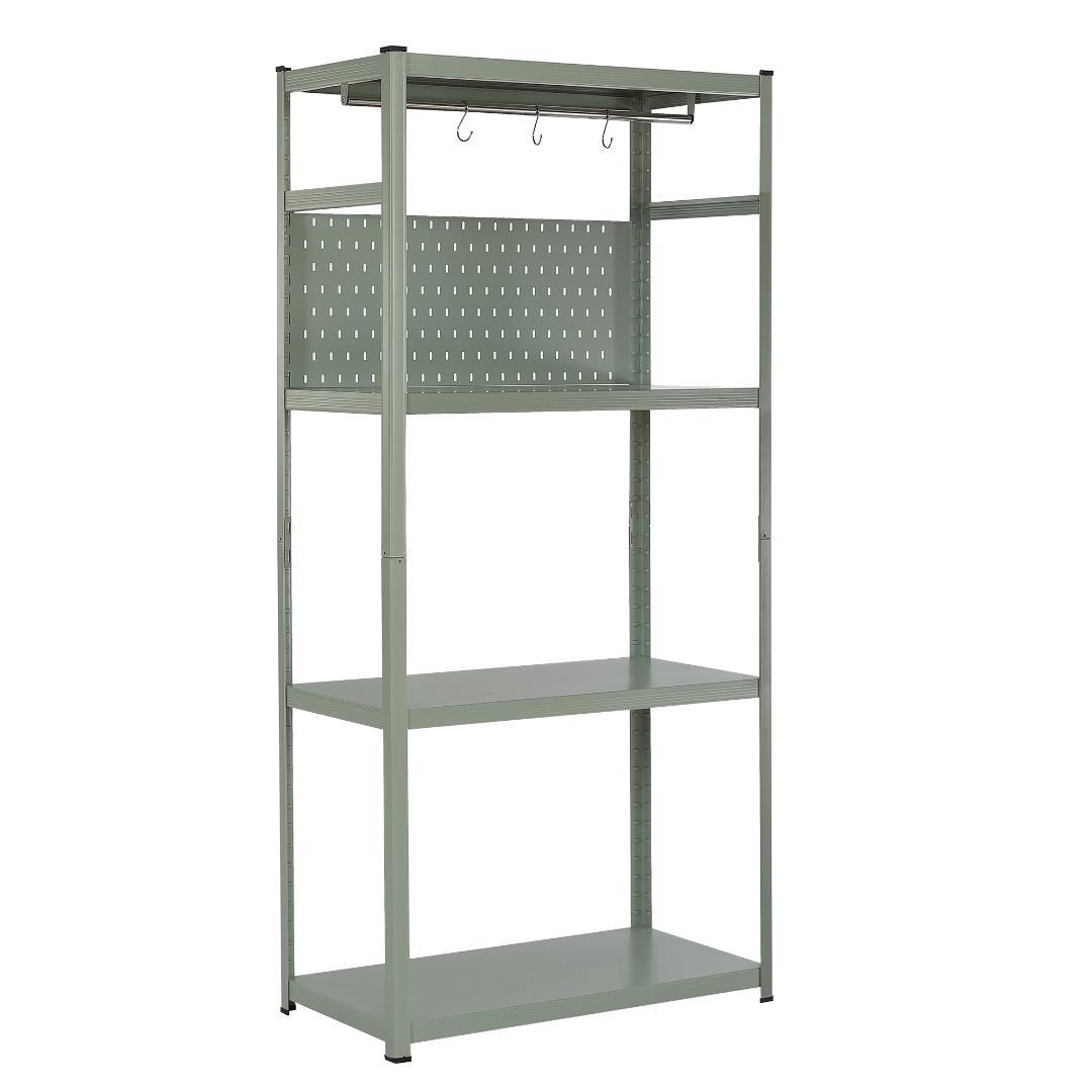 タイムセール！スチール製収納ラック【タイプB】　可動棚　大容量　GREEN
