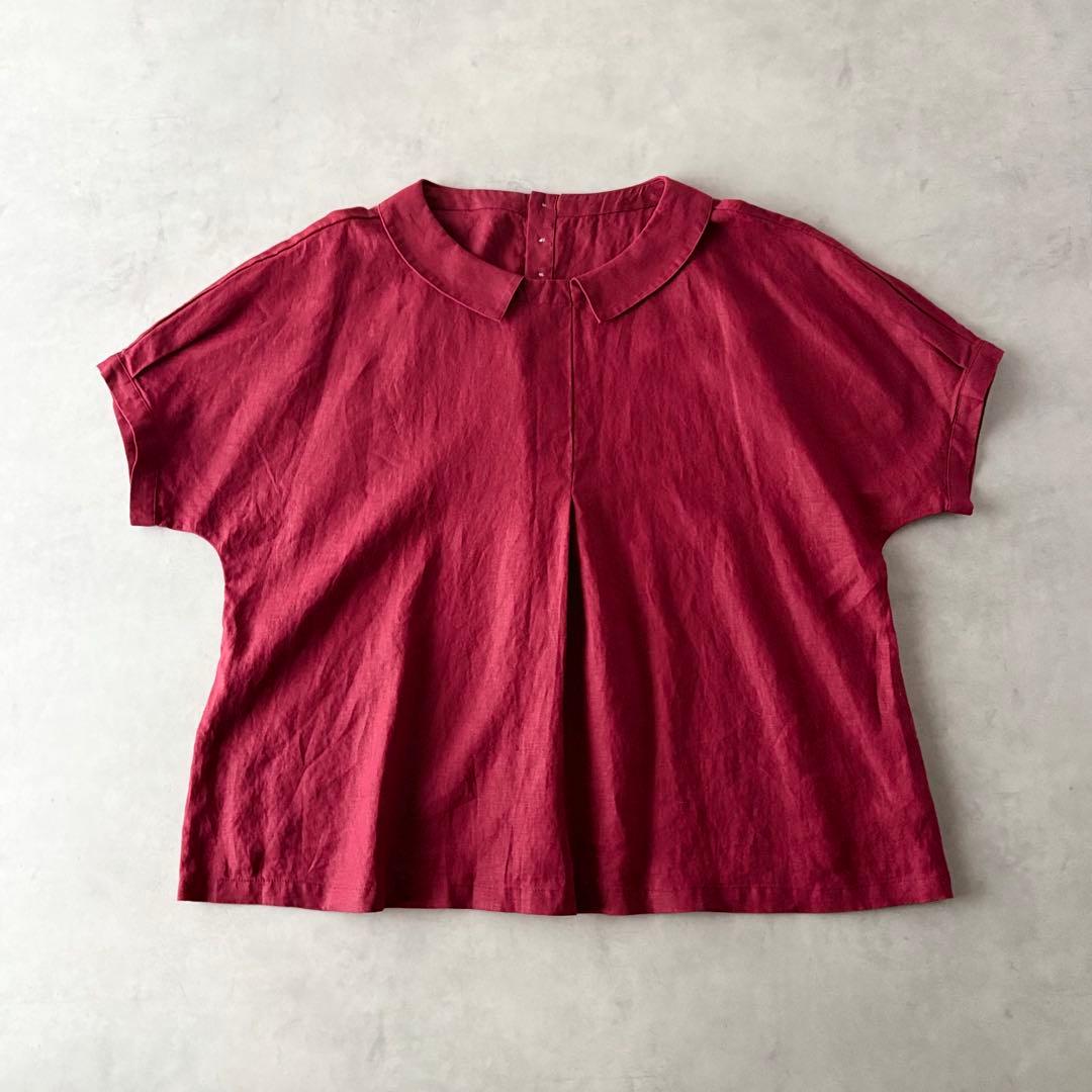 極美品　BASCO　バスコネスト　麻100%　ドルマン袖　Aライン　ブラウス