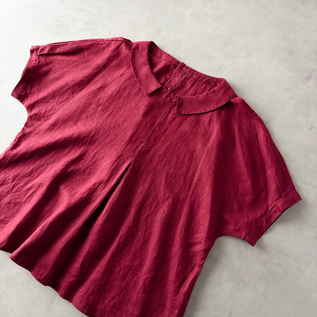 極美品　BASCO　バスコネスト　麻100%　ドルマン袖　Aライン　ブラウス