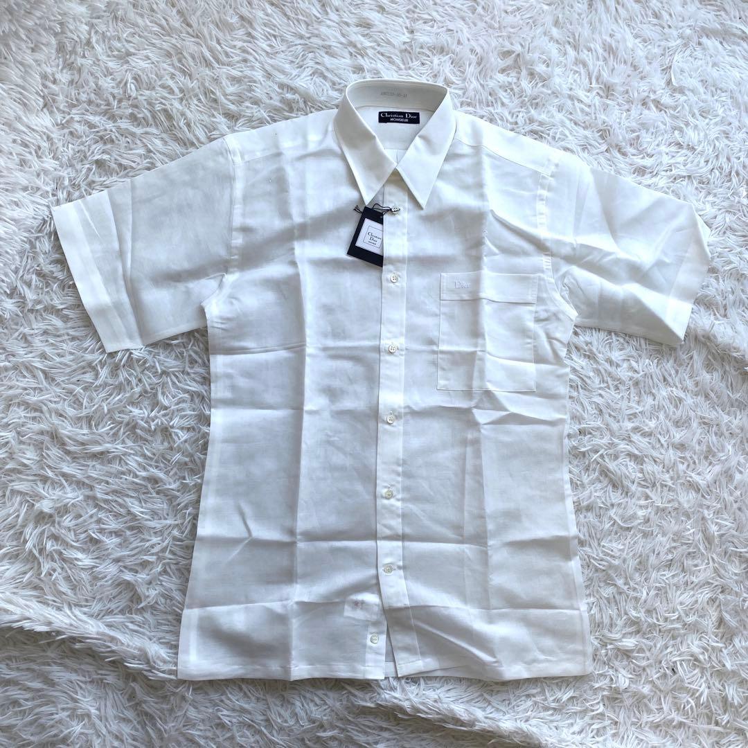 新品タグ付　Christian Dior Monsieur ブラウス　ロゴ　　麻