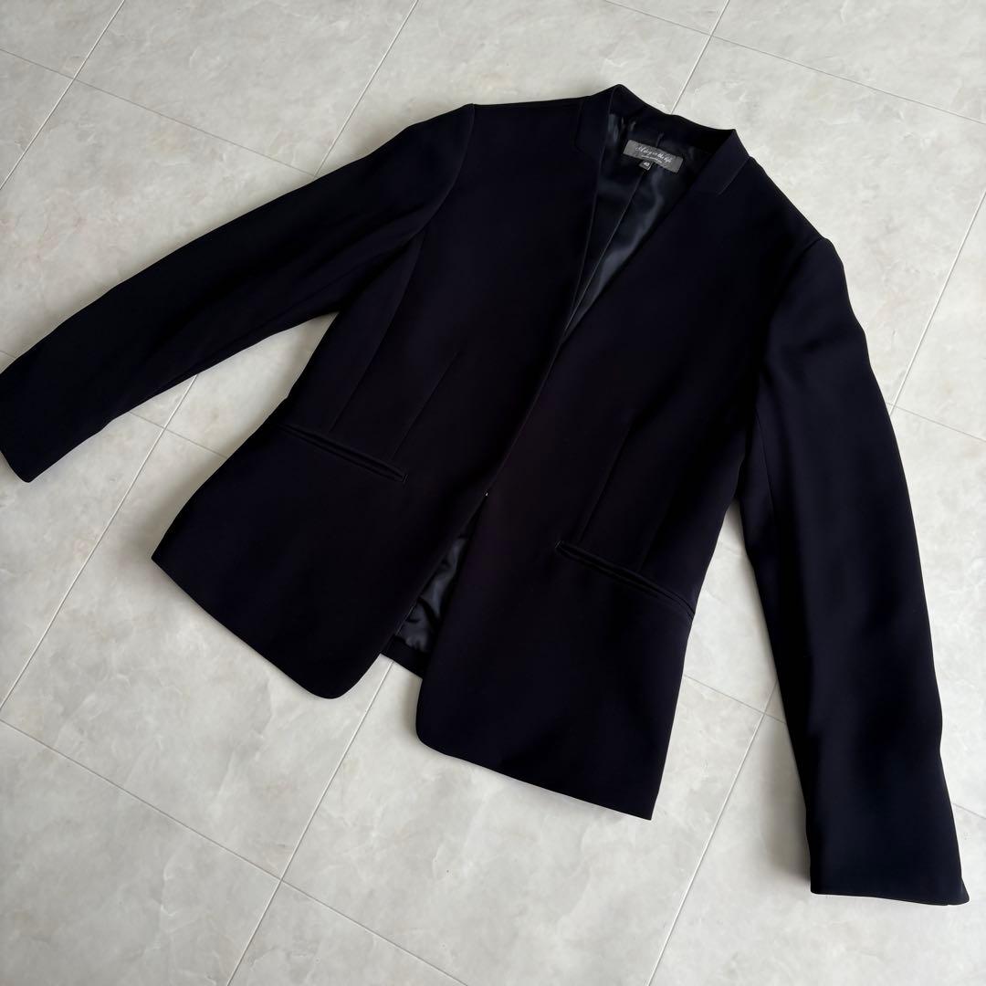 美品✨ユナイテッドアローズ ノーカラージャケット パンツ セットアップ 紺 40