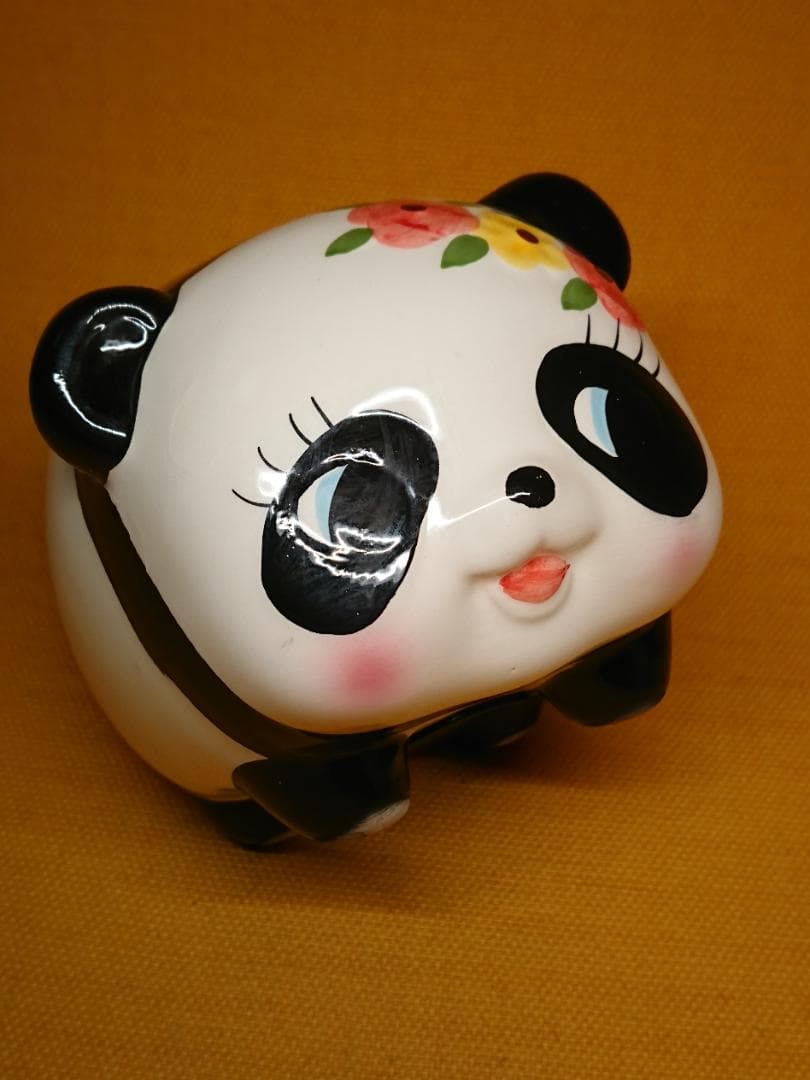 【美品】パンダ　陶器　オブジェ　置物　インテリア　工芸品　美術品　A2824