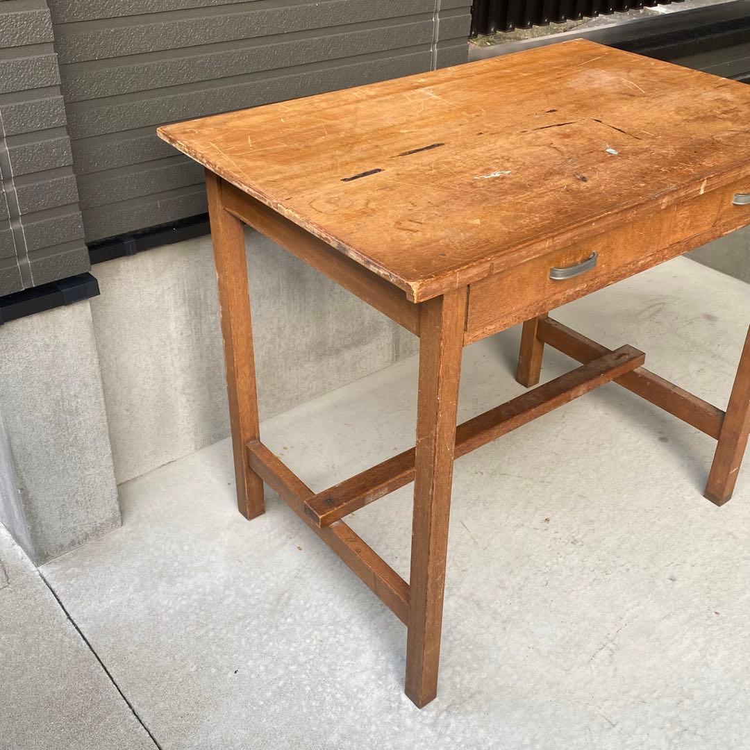 長期保管品 木製机 ウッドデスク 釘打ち 古家具 エイジング ビンテージ