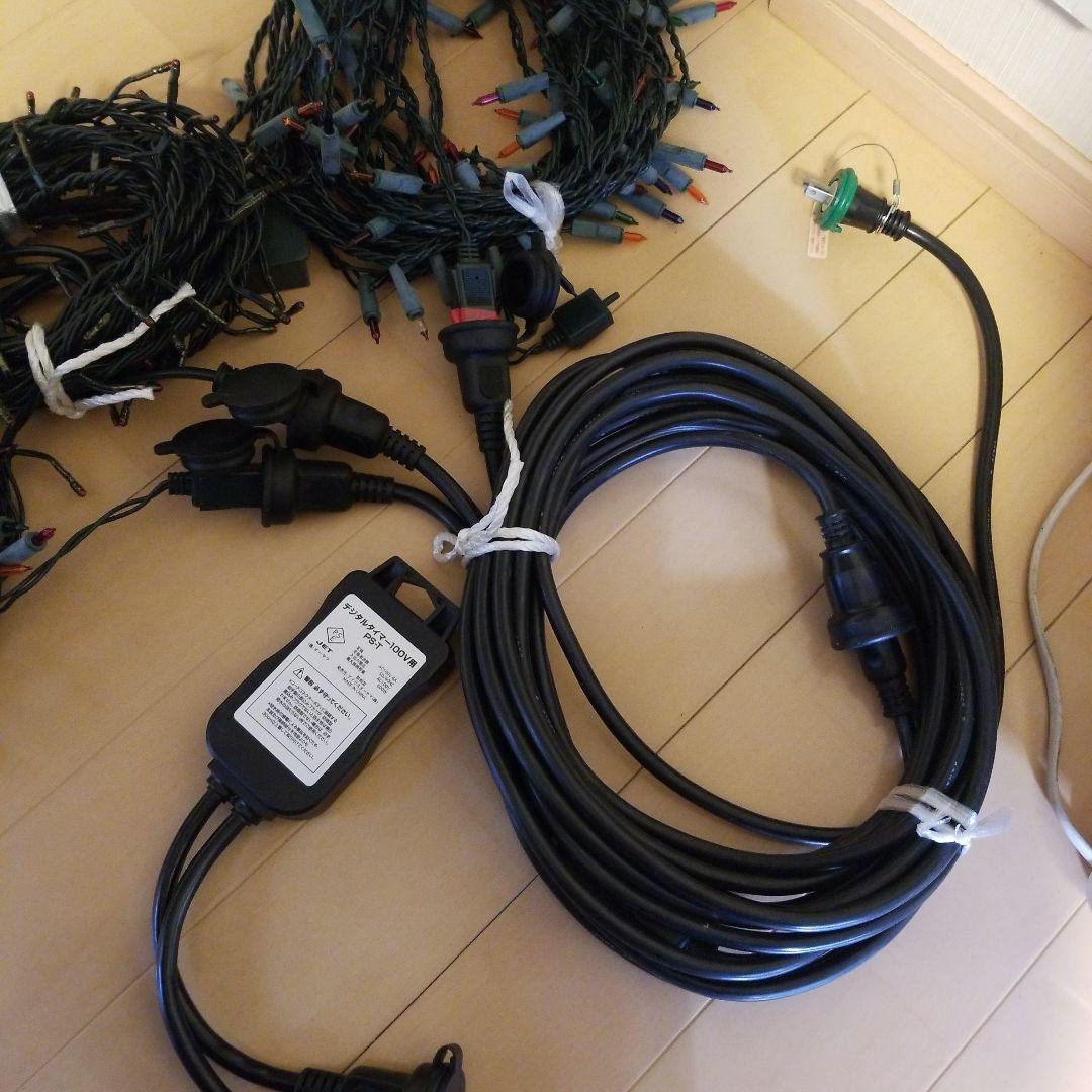 LEDクリスマスライト 赤緑青白　延長コード&タイマー付