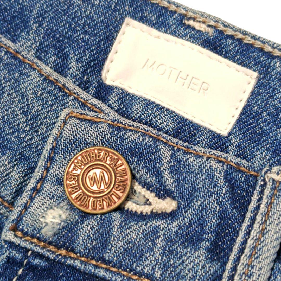 新品 MOTHER インサイダーCROP STEP フレイ 25 ブルー デニム
