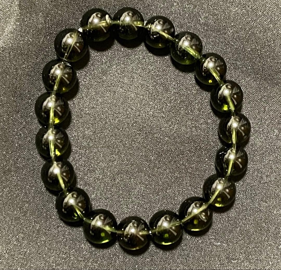 【鑑別予定】超希少モルダバイト ブレスレット10mm×19粒｜深緑・高透明