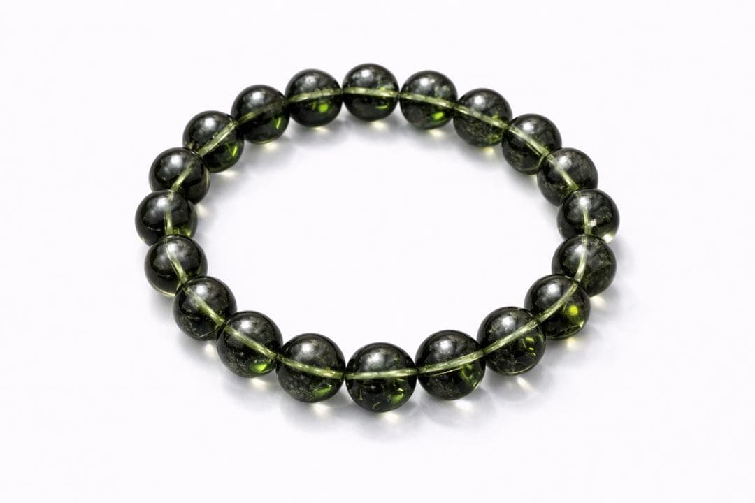 【鑑別予定】超希少モルダバイト ブレスレット10mm×19粒｜深緑・高透明