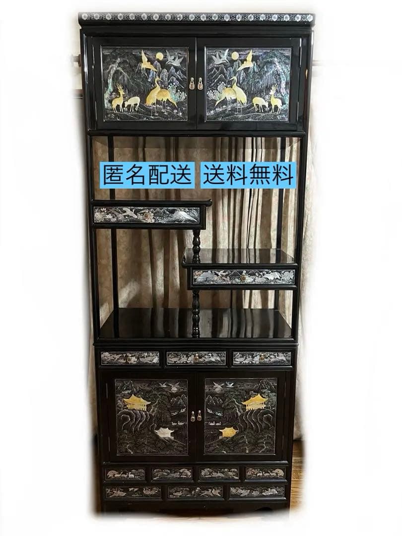 【匿名配送・送料無料】アンティーク家具　螺鈿細工　棚