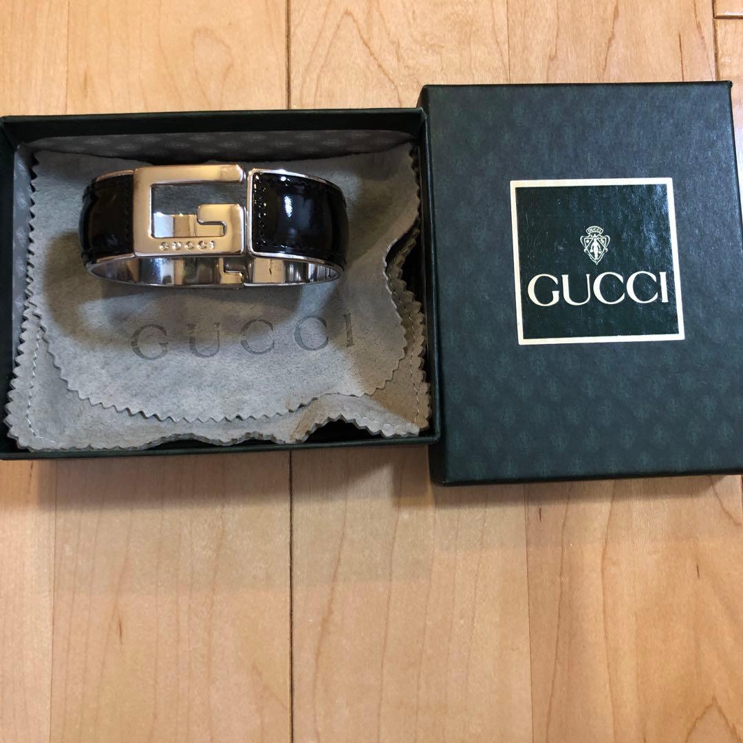 ごる蔵GUCCI Logo Black Patent Silver