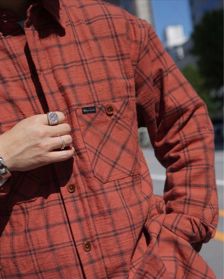 【time is on】PLAID HEAVY COTTON SHIRT