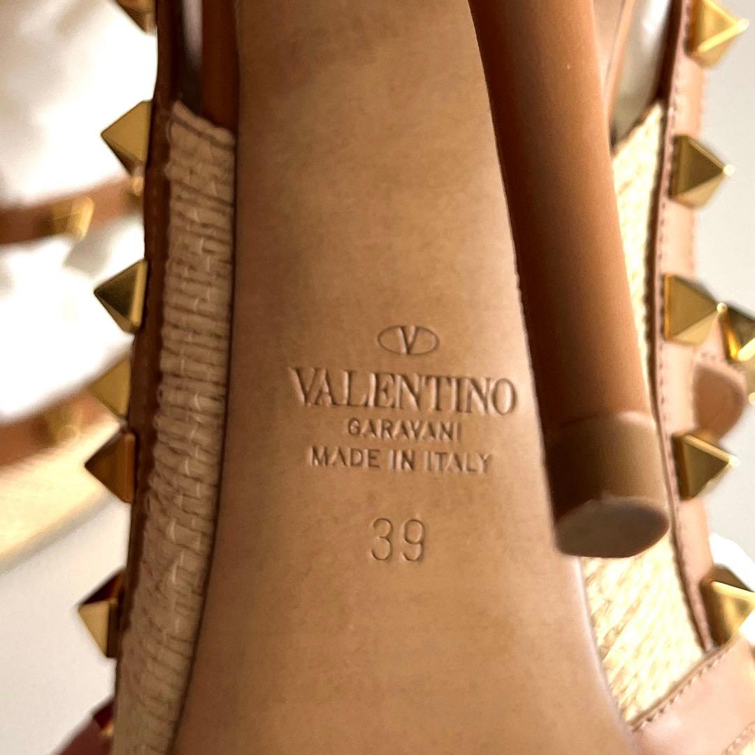 VALENTINO ヴァレンティノガラバーニロックスタッズストローレザーパンプス