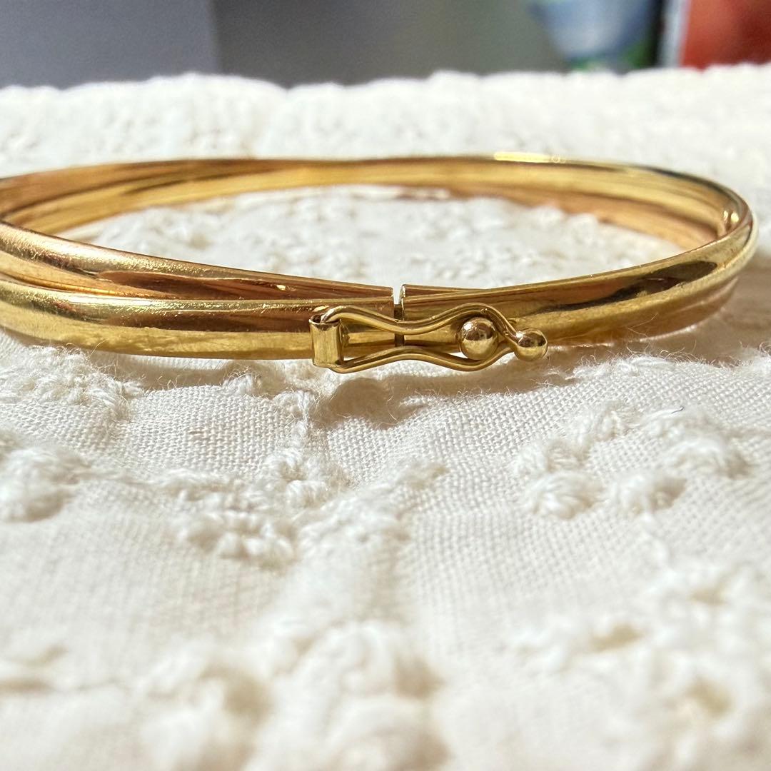 【正規品】STAR JEWELRYスタージュエリー ゴールドトーンダブルバングル