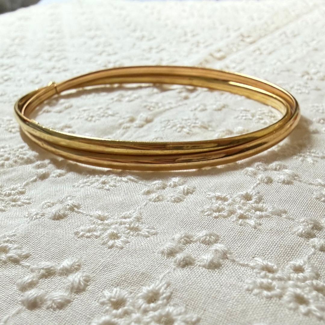 【正規品】STAR JEWELRYスタージュエリー ゴールドトーンダブルバングル
