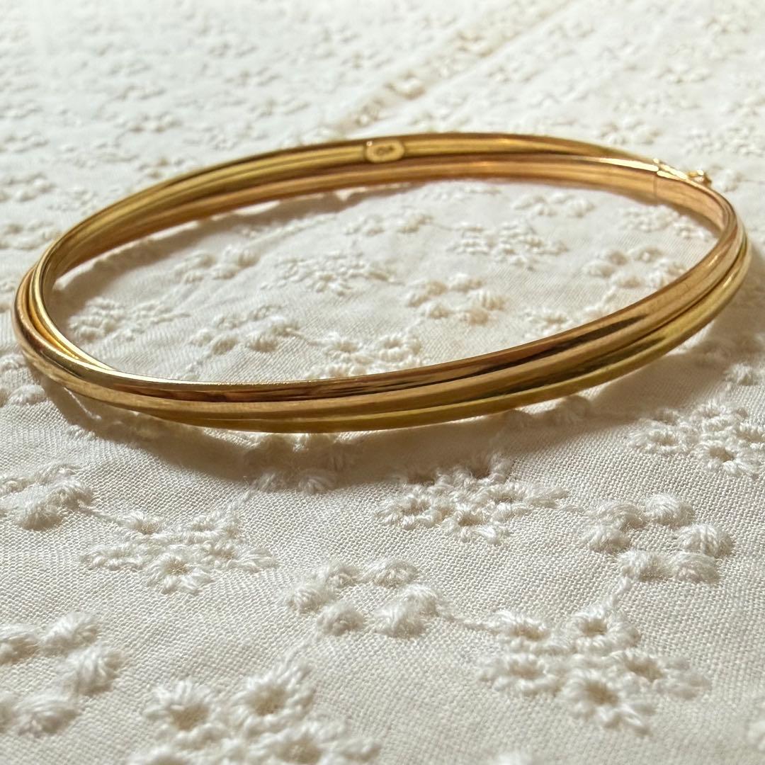 【正規品】STAR JEWELRYスタージュエリー ゴールドトーンダブルバングル
